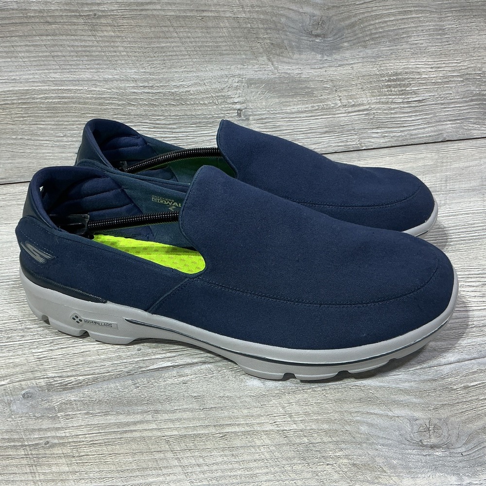 Skechers Shoes Mens Size 14 Go Walk 3 Canvas Slip on Blue 53982 GogaMat Sneakers